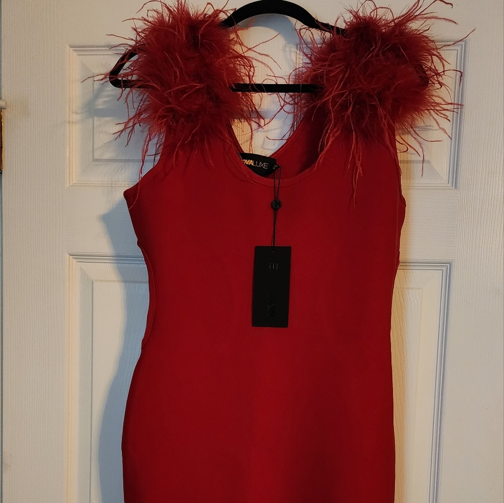 Fashion Nova Red Sexy Party Dress - Large